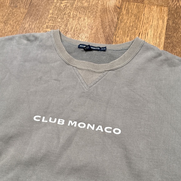 Vintage Y2K Club Monaco Made in Canada Logo Gray Fleece Sweatshirt Mens XL - Picture 2 of 9